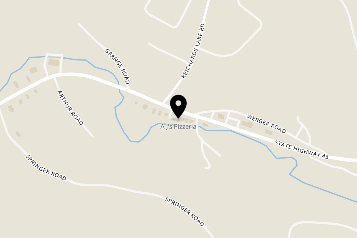Map showing the location of Route 43 Slices & More Pizzeria on 3563 NY-43 in West Sand Lake